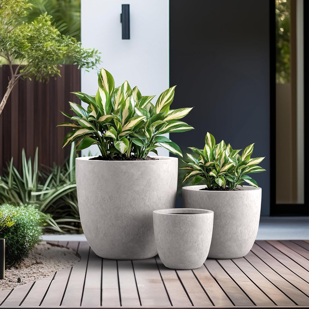 Kante 8.9" H x 10" W Small Concrete Planter, Compact Desktop Plant Pot with Drainage Hole & Rubber Plug – Lightweight Breathable Cement Container for Succulents, Cactus, Herbs, Indoor Outdoor, Gift