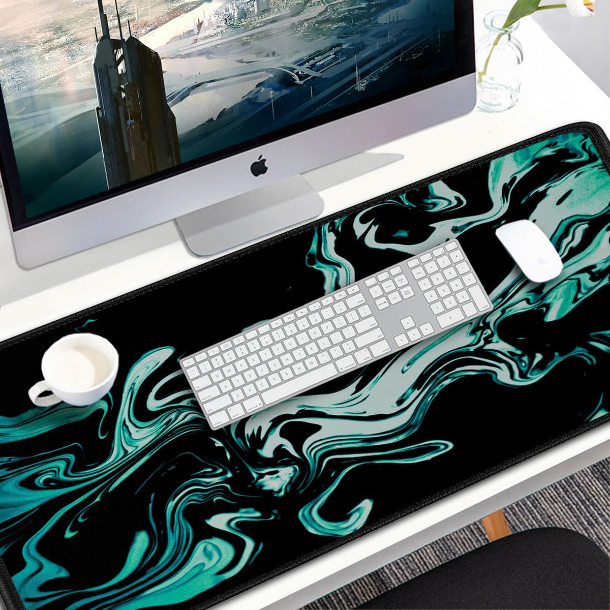 Large Gaming Mouse Pad, 31.5x15.7 inch Large Extended Computer Keyboard Mouse Mat, Water Resist Non-Slip Mousepad Rubber Base Long XXL Desk Mouse Pad for Work & Gaming, Office & Home, Black