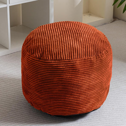 Round Stuffed Pouf Ottoman, Corduroy Poufs with Foam Chunk Filling, Furry and Fluffy Pouf Foot Stool Storage Ottoman, 20 X 15 Floor Poufs Foot Rest for Living Room, Dark Grey