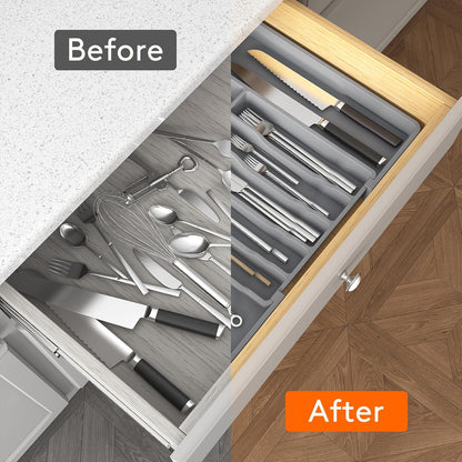 Expandable Silverware Drawer Organizer, Kitchen Utensil Tray