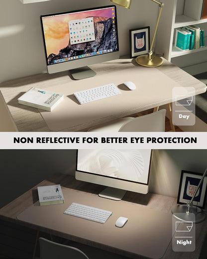 Double-Sided Desk Pad, 31.5"x15.7"Leather Desk Mat, Eco Cork Desk Pad Protector,Large Mouse Pad,Waterproof Desk Blotter for Office/Home(Coffee)