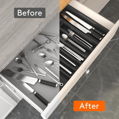Expandable Silverware Drawer Organizer, Kitchen Utensil Tray