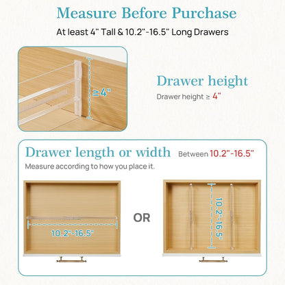 Vtopmart 8 Pack Shallow Drawer Dividers, 2.36" High 12.5"-20.8" Adjustable Expandable Kitchen Drawer Organizer, Clear Plastic Organizer Separators for Flatware, Utensil, Cutlery, Underwear, Clothes