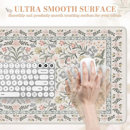 iCasso Desk Mat for Keyboard and Mouse, Large Mouse Pad, Desk Pad Mat, Anti-Slip Big Mousepad with Stitched Edges for Computer Desktop(Deep Green)