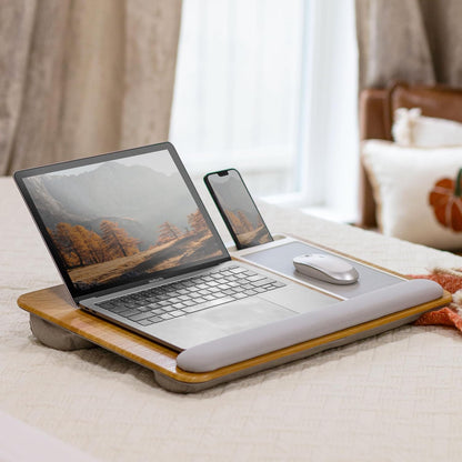 LAPGEAR Home Office Pro Lap Desk with Wrist Rest, Mouse Pad, and Phone Holder - Black Carbon - Fits up to 15.6 Inch Laptops - Style No. 91598