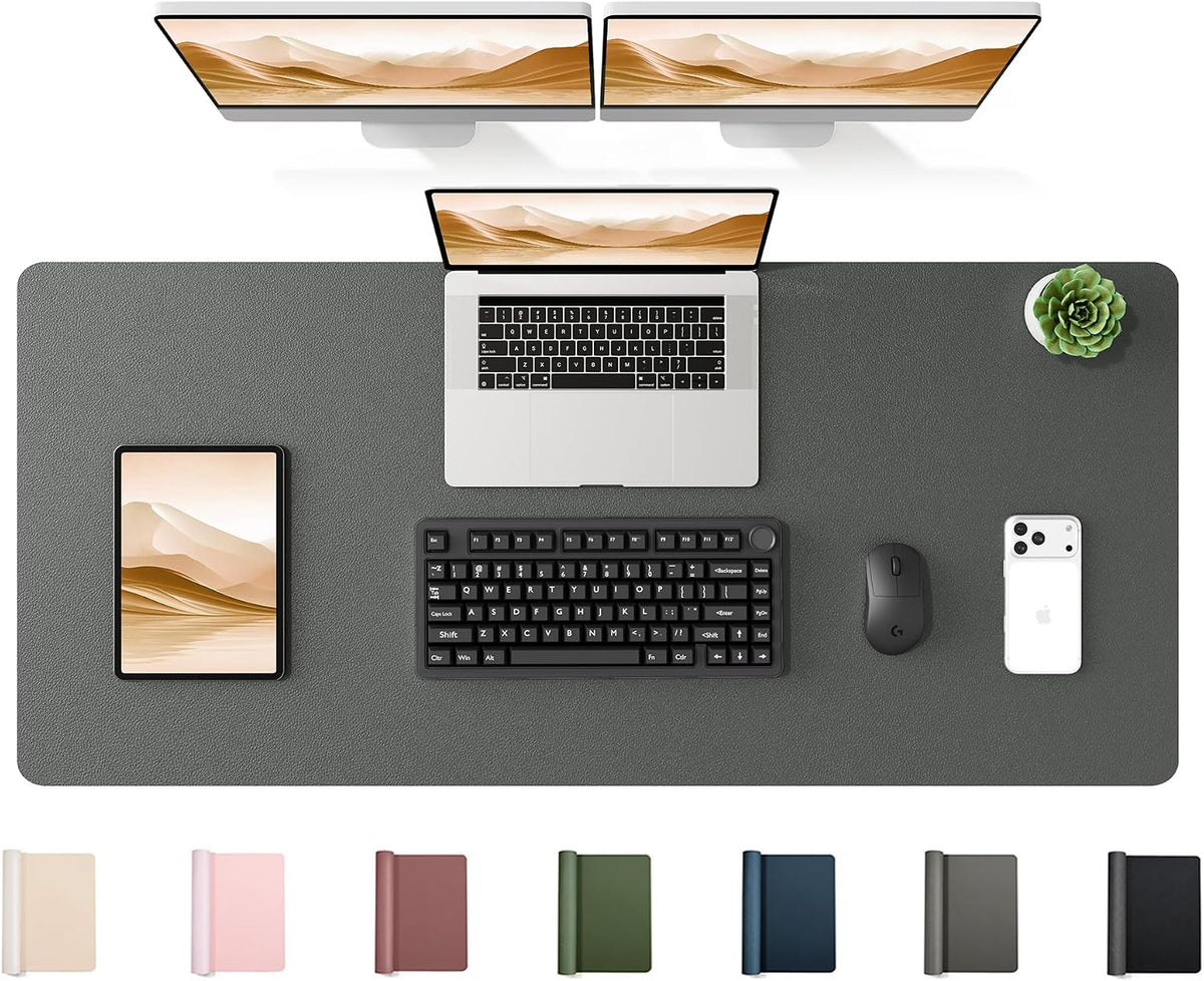 35.4" x 17" Large PU Leather Desk Mat for Keyboard and Mouse - Waterproof Non-Slip Desk Pad Protector for Office, Home, Writing Desk, Black