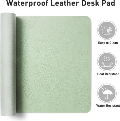 Aothia Leather Office Desk Pad Protector, Non-Slip PU Leather Desk Blotter, Waterproof Laptop Writing Mouse Pad for Office and Home, Black, 31.5" x 15.7" - Colors A