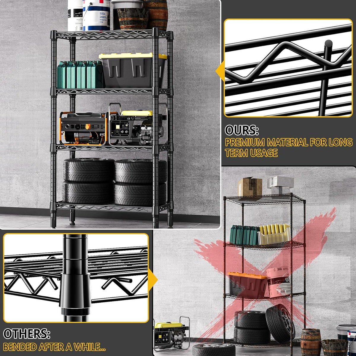 M MZG 450 lbs Steel Storage Shelving 3-Tier Utility Shelving Unit Steel Organizer Wire Rack for Home,Kitchen,Office (11.8" D x 17.7" W x 26.3" H) - Colors A