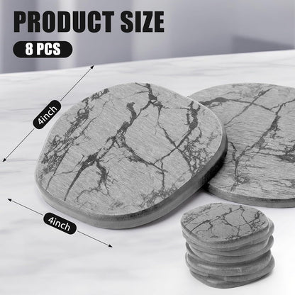 Diatomaceous Earth Coasters Set of 4，Cool Absorbent Quick-Dry Drink Coasters for Desks, Cute Modern Stone Design with Stylish White Aesthetic (4, White)