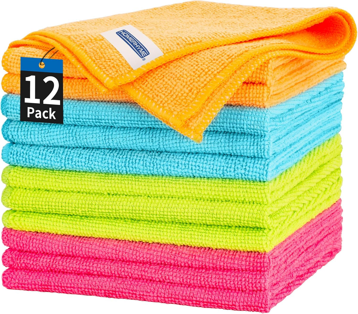 Microfiber Cleaning Cloth, Cleaning Rags Microfiber Towel Bulk Absorbent Lint-Free Wash Cloths, All-Purpose Shop Towels for Cars, Automotive, Garage, Home & Kitchen 11.5"*11.5"