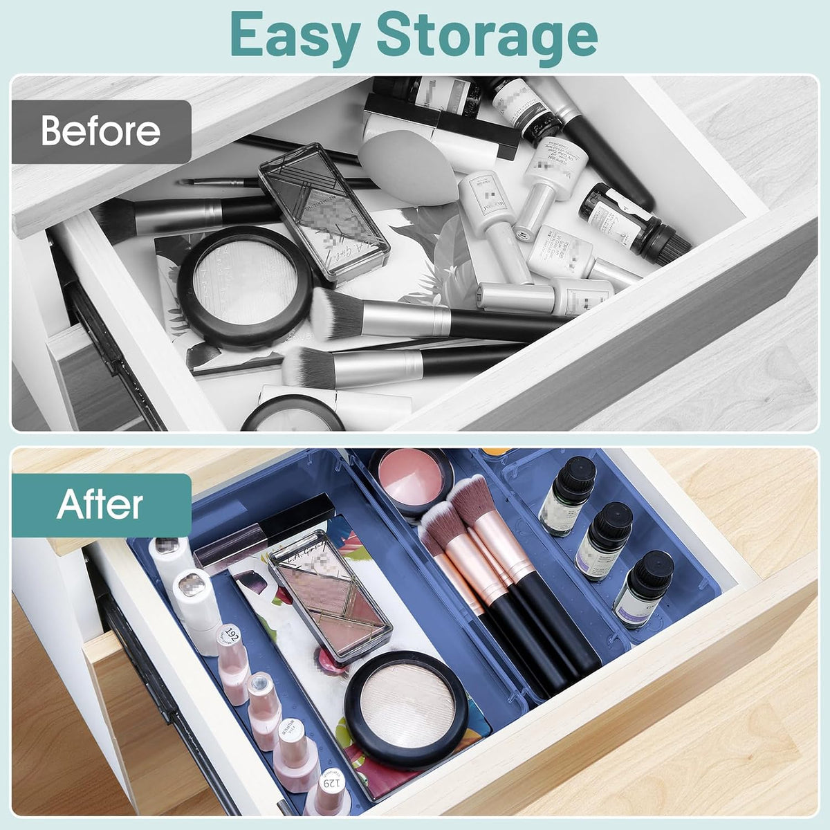 WOWBOX 25 PCS Clear Plastic Drawer Organizer Set, 4 Sizes Desk Drawer Divider Organizers and Storage Bins for Makeup, Jewelry, Gadgets for Kitchen, Bedroom, Bathroom, Office