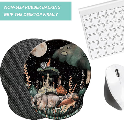 Mouse Pad with Wrist Support, Ergonomic Mouse Pad with Memory Foam Wrist Rest Cushion, Non-Slip Rubber Base Gaming Mice Pad for Home Office Computer Laptop, Flower Black