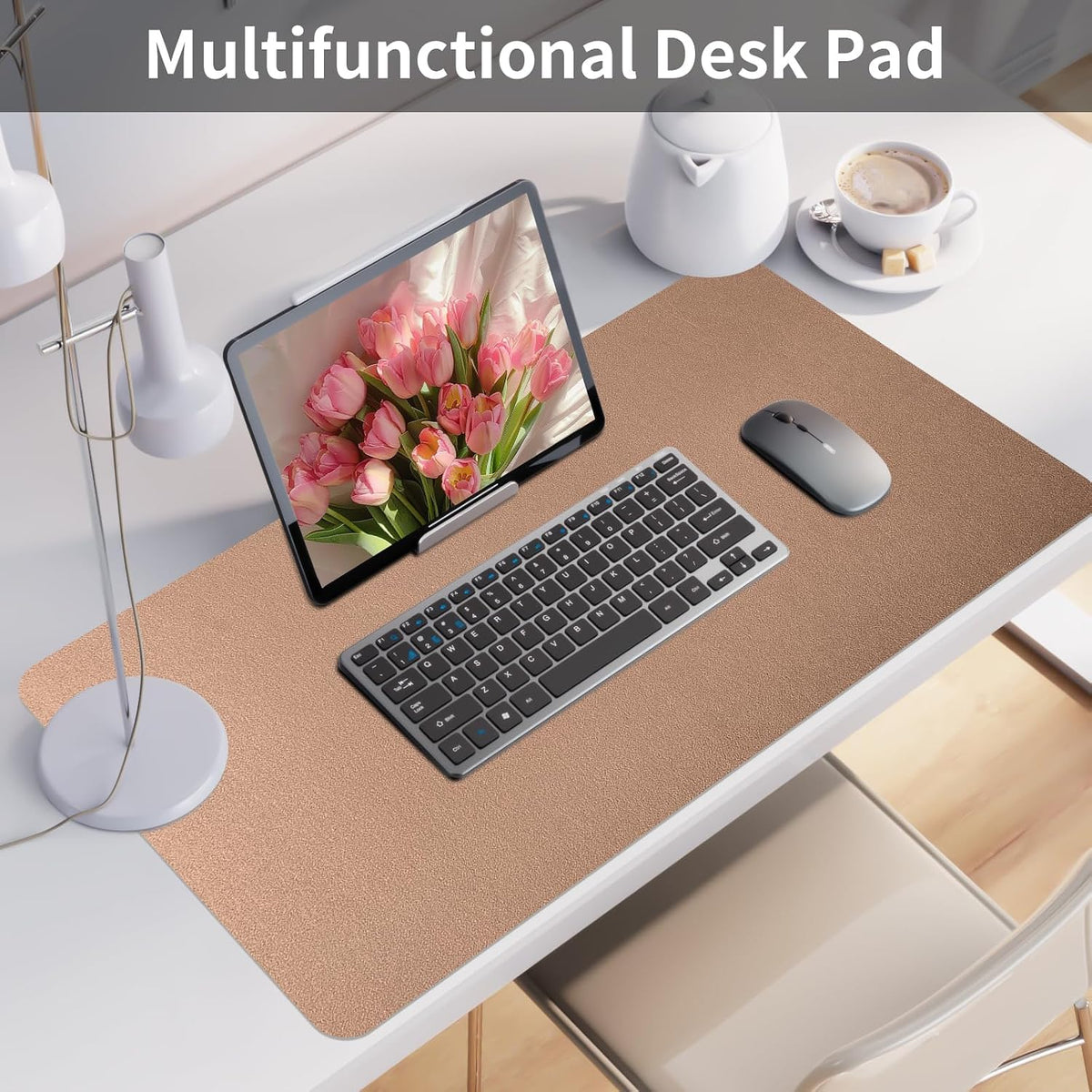 Bloss Leather Desk Pad and Keyboard Wrist Rest, Large Mouse Pad + Keyboard Pad+Mouse Wrist Support, Non-Slip Desk Mat Protector for Office, Home(31.5×15.7 Inches,Beige) - Colors B
