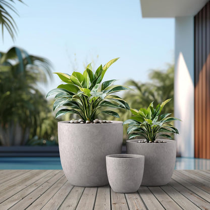 Kante 8.9" H x 10" W Small Concrete Planter, Compact Desktop Plant Pot with Drainage Hole & Rubber Plug – Lightweight Breathable Cement Container for Succulents, Cactus, Herbs, Indoor Outdoor, Gift