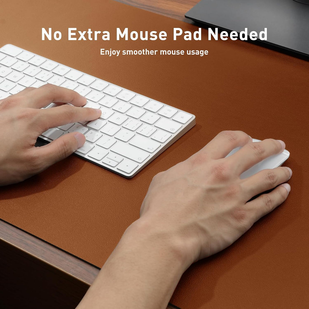 Aothia Leather Office Desk Pad Protector, Non-Slip PU Leather Desk Blotter, Waterproof Laptop Writing Mouse Pad for Office and Home, Black, 31.5" x 15.7" - Colors A
