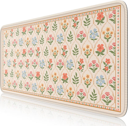 Desk Mat,Mouse Pad for Office Desk,35.4x15.7in,Pink Flowers