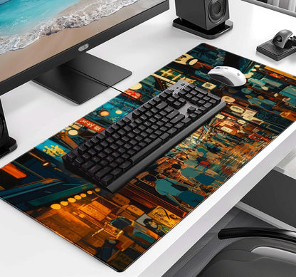 Retro American Flag XL Gaming Mouse Pad with Stitching Edge Laptop Desk Mat