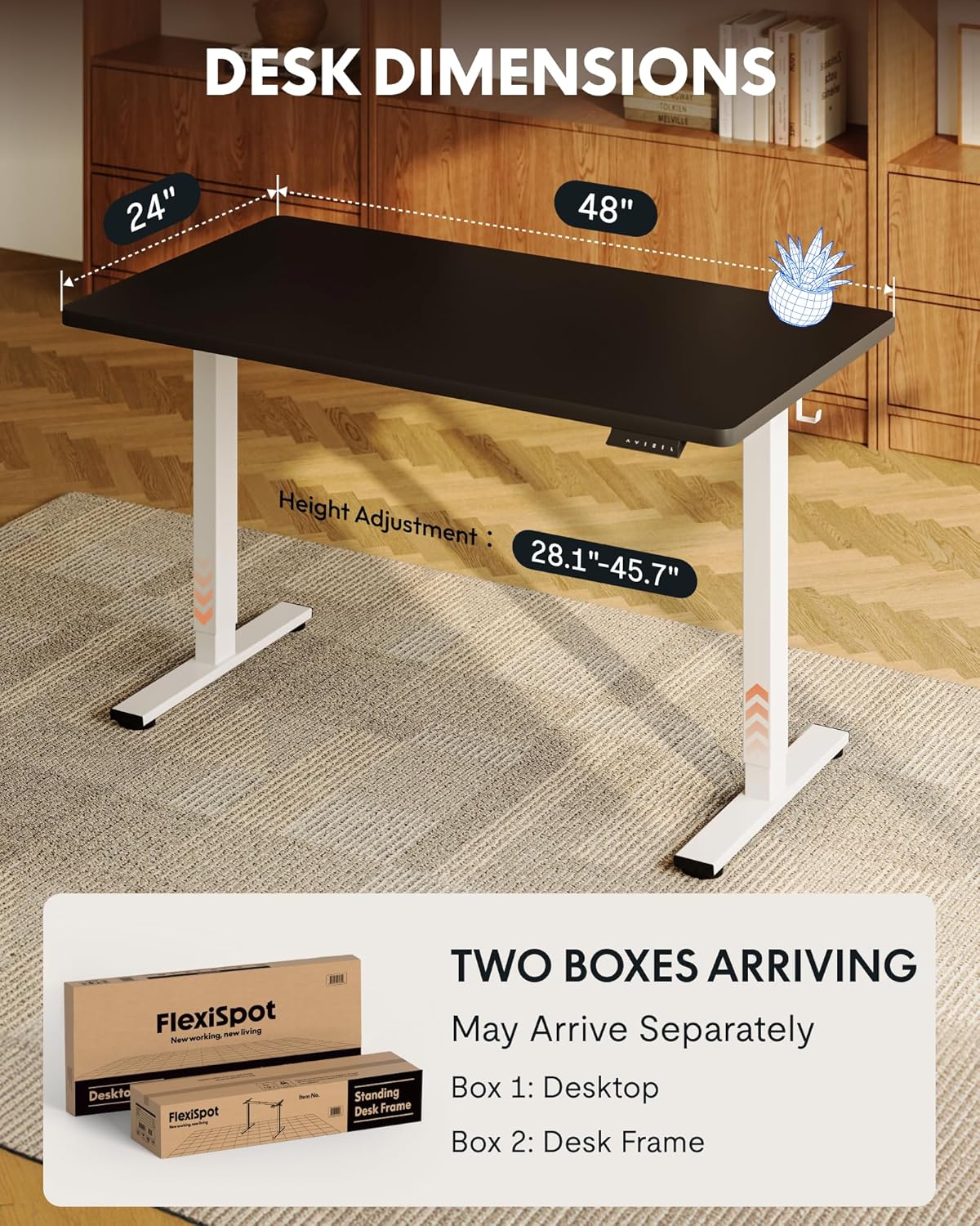 EN1 48"x24" One-Piece Standing Desk, White