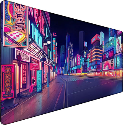 31.5" x 15.7" Waterproof Fabric Desk Pad, Rubber Anti-Slip Base, Stitched Edges No Curling, Fits Laptop Keyboard and Mouse, Smooth Office Mat Large Mouse Pad for Work Game, Black