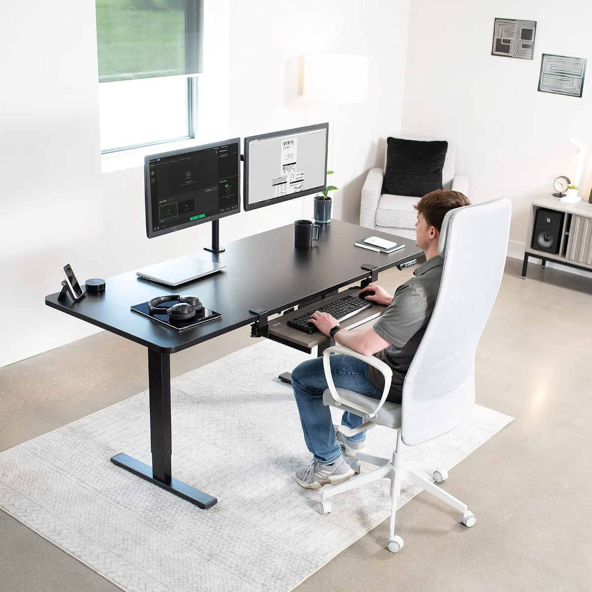 VIVO Extra Long Clamp-on Computer Keyboard and Mouse Under Desk Slider Tray, 34 x 11 inch Pull Out Platform Drawer, Black, MOUNT-KB15EB