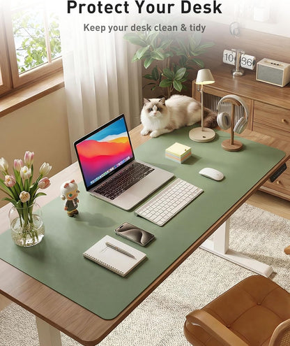 Aothia Leather Office Desk Pad Protector, Non-Slip PU Leather Desk Blotter, Waterproof Laptop Writing Mouse Pad for Office and Home, Black, 31.5" x 15.7" - Colors A