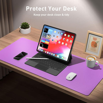Aothia Leather Office Desk Pad Protector, Non-Slip PU Leather Desk Blotter, Waterproof Laptop Writing Mouse Pad for Office and Home, Black, 31.5" x 15.7" - Colors B