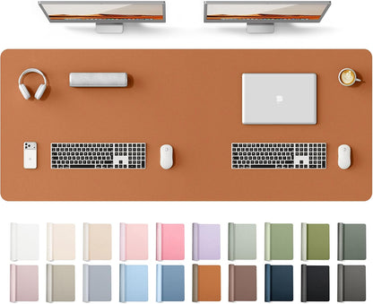 YSAGi Leather Desk Pad Protector, Office Desk Mat, Large Mouse Pad, Non-Slip PU Leather Desk Blotter, Waterproof Laptop Desk Writing Pad for Office and Home (23.6" x 13.8", Eggshell) - Colors A