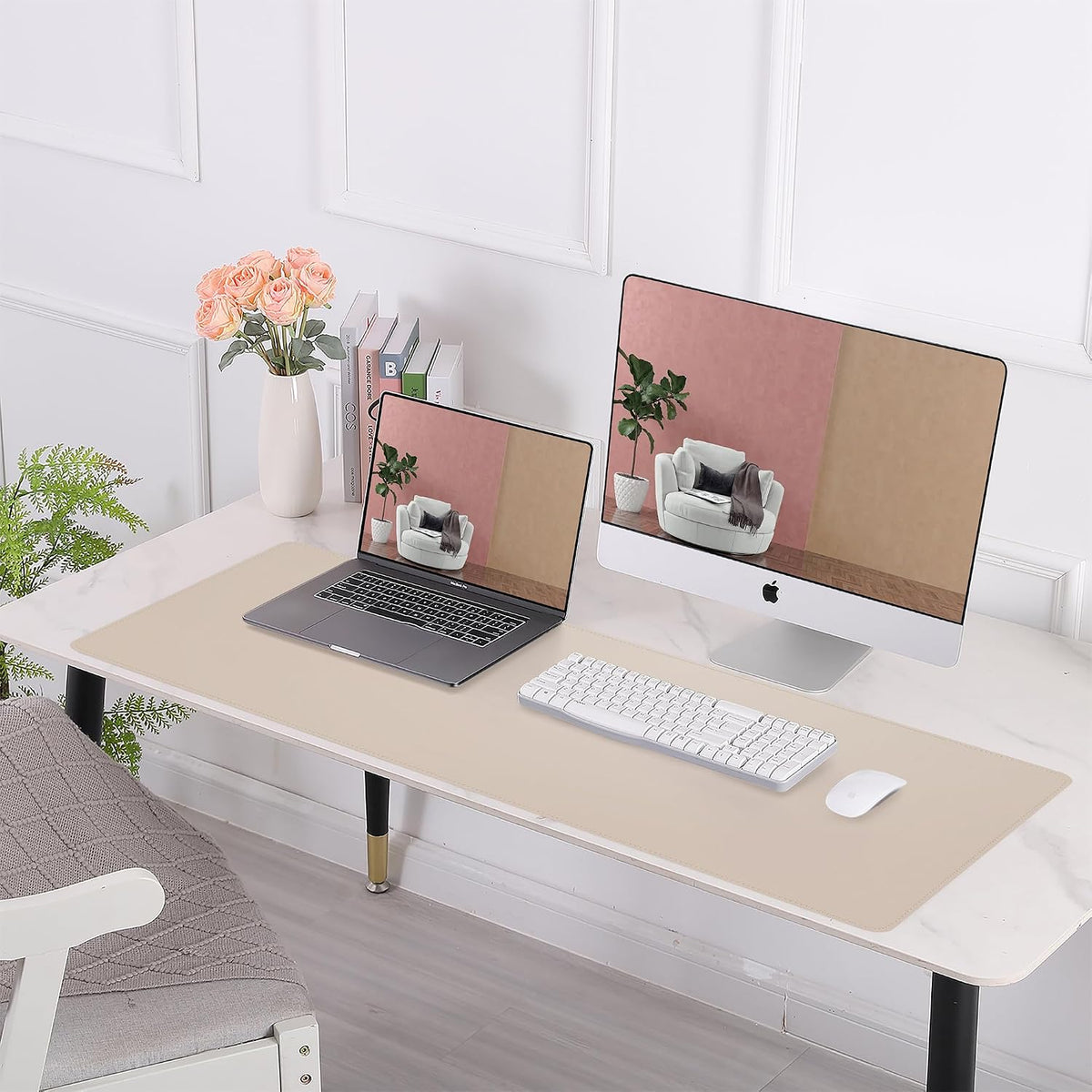 Large Desk Mat, 47" x 17", Black
