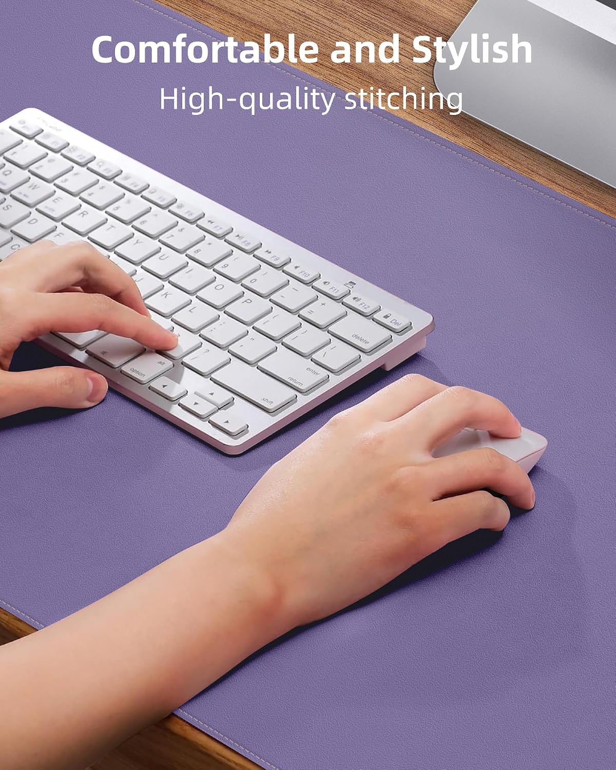AFIING Large Desk Mat 55" x 24" - PU Leather Desk Pad Protector, Waterproof Non-Slip Extended Mouse Pad for Office Desk, Keyboard, Laptop and Home Workspace (Black)