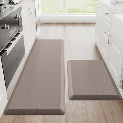StepRite Kitchen Mats, 2PCS Kitchen Rugs, Cushioned Anti Fatigue Kitchen Mats for Floor, Non-Slip Standing Desk Mat, Waterproof Kitchen Rug Set for Kitchen, Floor, Office, 17.3"x30"+17.3"x47", Black