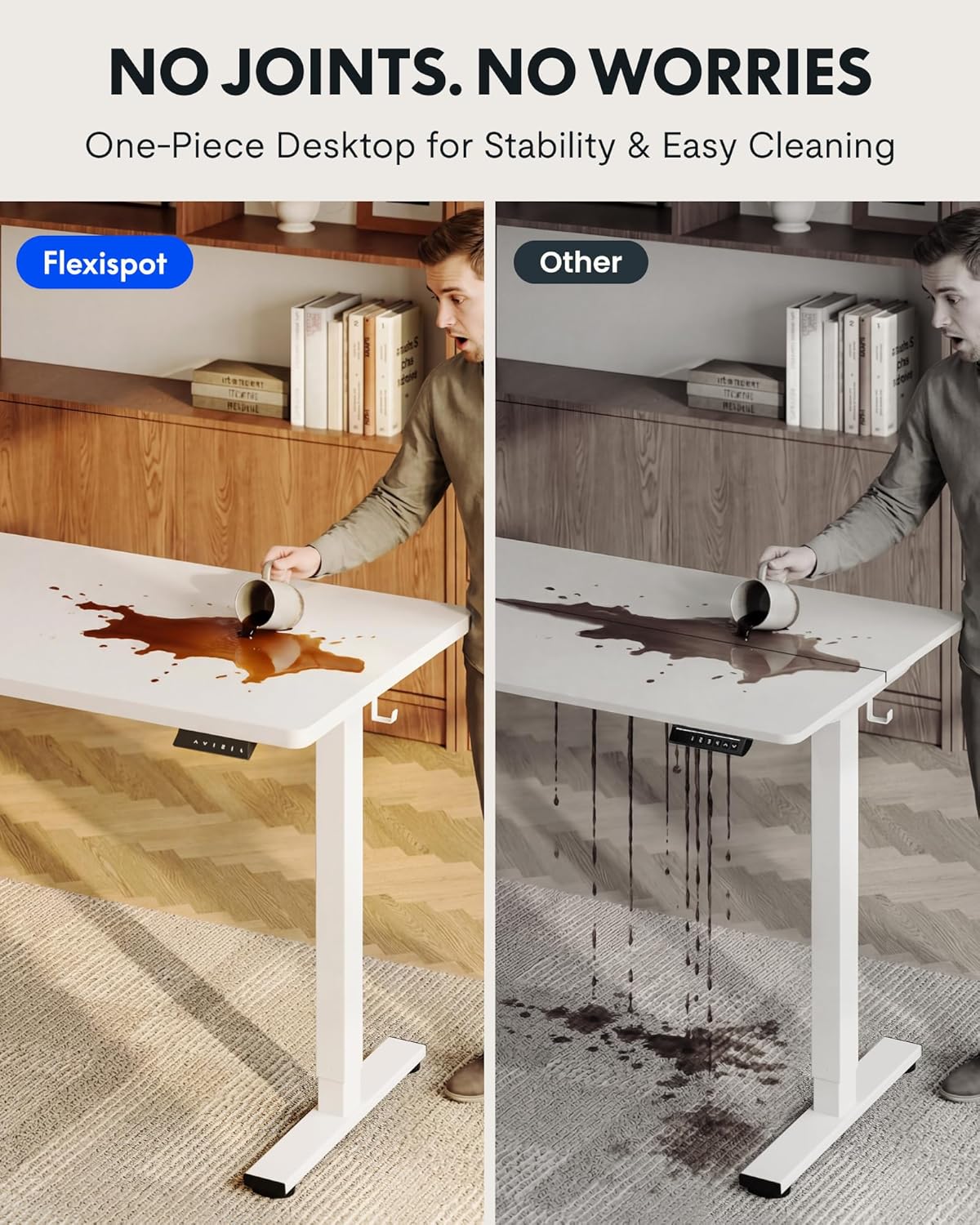 EN1 48"x24" One-Piece Standing Desk, White