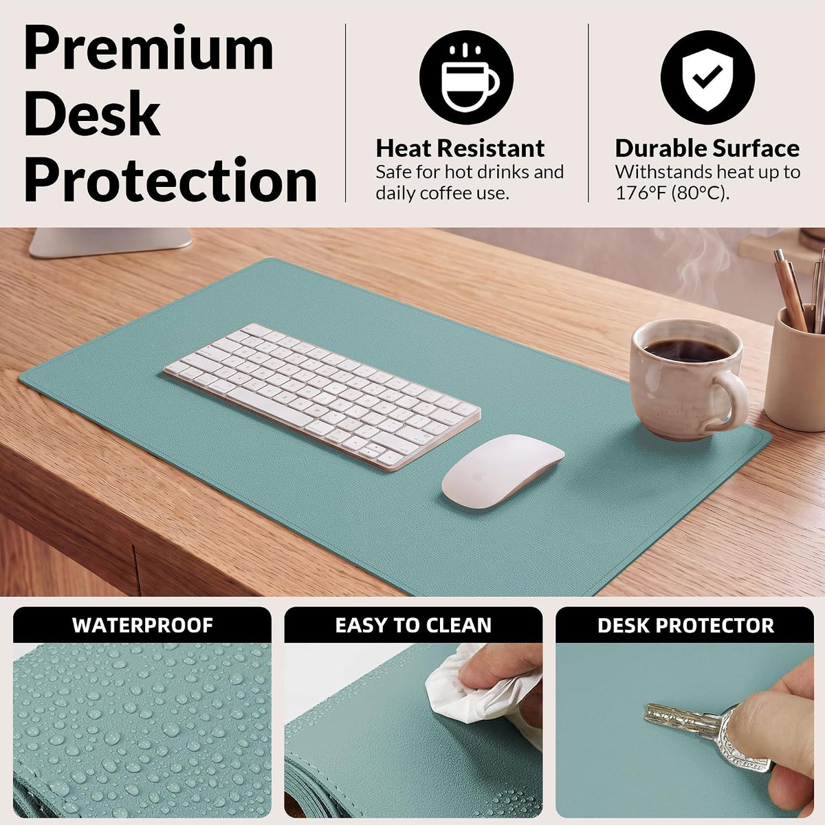 Large Desk Mat, 47" x 17", Black