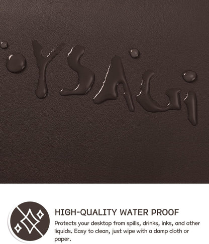 YSAGi Non-Slip Leather Desk Pad, Waterproof Laptop Computer Desk Keyboard Mat, Table Protector Blotter Mat, Large Mouse Pad for Office/Work/Home/Decor(Dark Brown, 31.5" x 15.7")