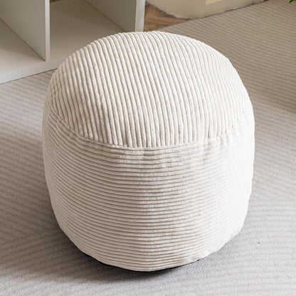Round Stuffed Pouf Ottoman, Corduroy Poufs with Foam Chunk Filling, Furry and Fluffy Pouf Foot Stool Storage Ottoman, 20 X 15 Floor Poufs Foot Rest for Living Room, Dark Grey