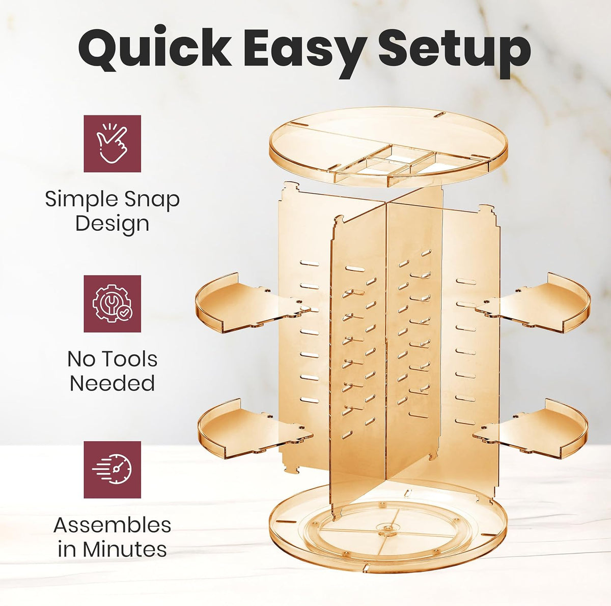 Masirs 360 Rotating Makeup Organizer Countertop - Adjustable Shelf Height - The Perfect Round Spinning Cosmetic Organizer for Bedroom Dresser or Vanity Countertop Storage (Clear)