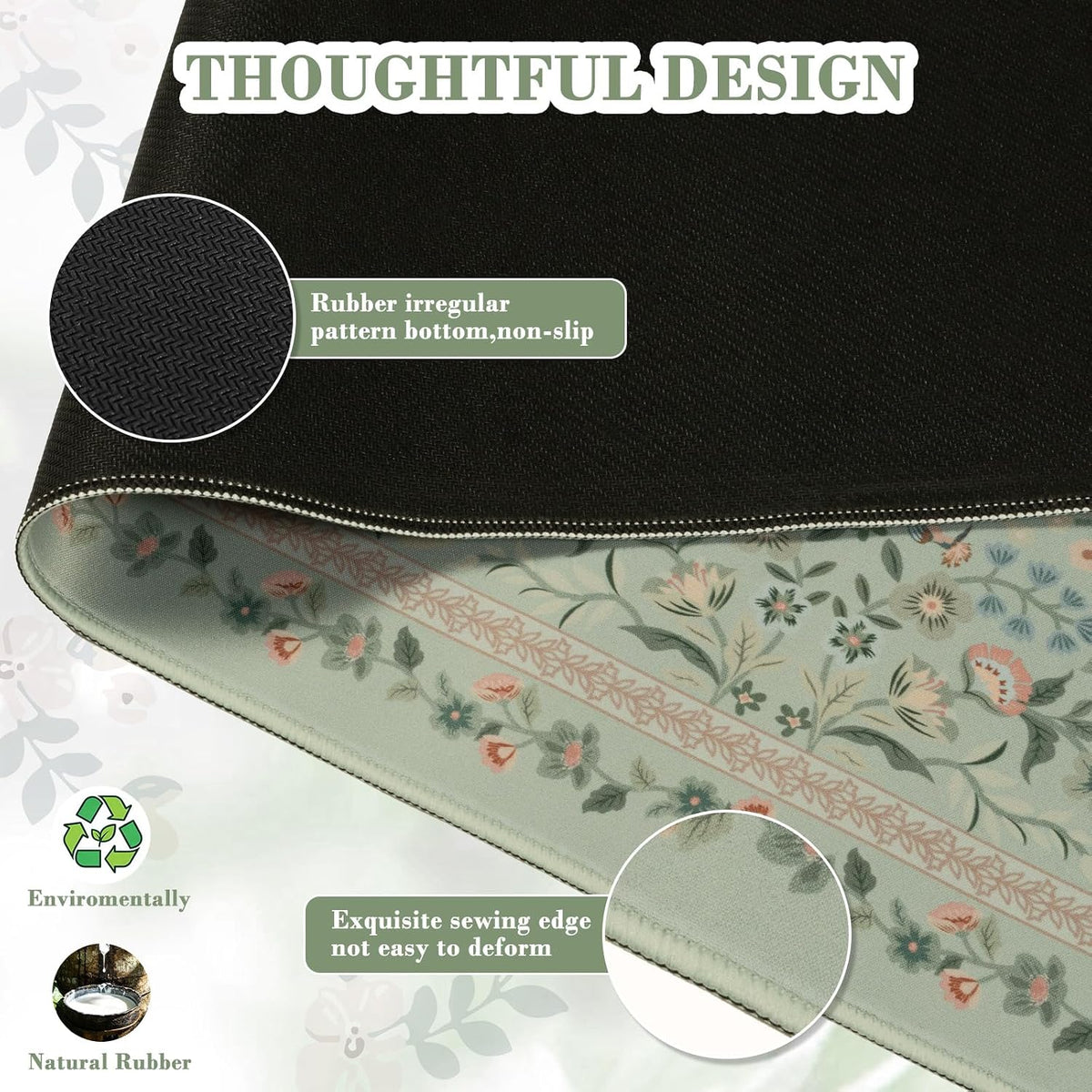 iCasso Desk Mat for Keyboard and Mouse, Large Mouse Pad, Desk Pad Mat, Anti-Slip Big Mousepad with Stitched Edges for Computer Desktop(Deep Green)