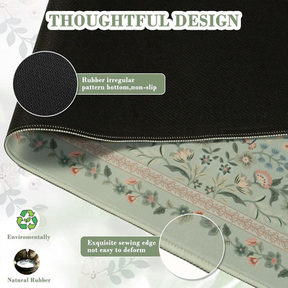 iCasso Desk Mat for Keyboard and Mouse, Large Mouse Pad, Desk Pad Mat, Anti-Slip Big Mousepad with Stitched Edges for Computer Desktop(Deep Green)