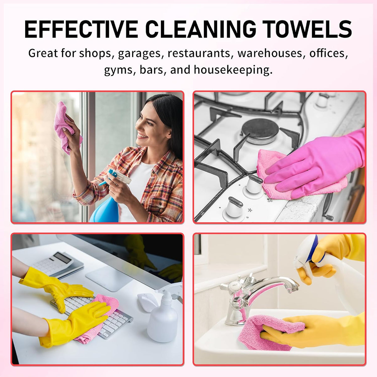 Microfiber Cleaning Cloth, Cleaning Rags Microfiber Towel Bulk Absorbent Lint-Free Wash Cloths, All-Purpose Shop Towels for Cars, Automotive, Garage, Home & Kitchen 11.5"*11.5"