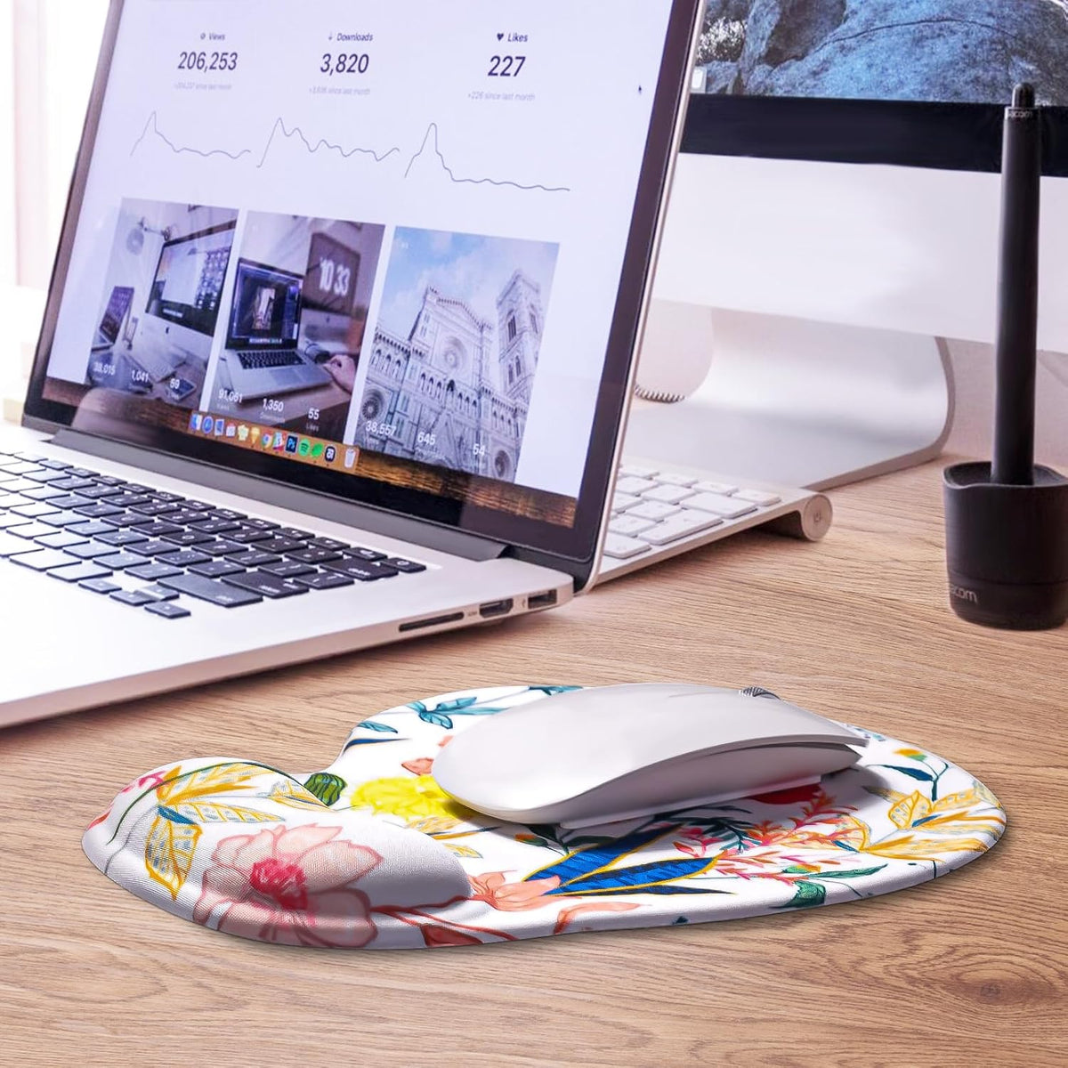 JIKIOU Mouse Pad, 2 Pack Ergonomic Mouse Pads with Comfortable Gel Wrist Rest Support and Smooth Cloth, Non-Slip PU Base for Easy Typing Pain Relief Durable and Easy to Clean Small Black