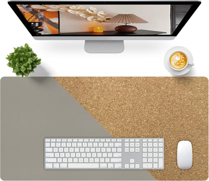 Bloss Leather Desk Pad and Keyboard Wrist Rest, Large Mouse Pad + Keyboard Pad+Mouse Wrist Support, Non-Slip Desk Mat Protector for Office, Home(31.5×15.7 Inches,Beige) - Colors A