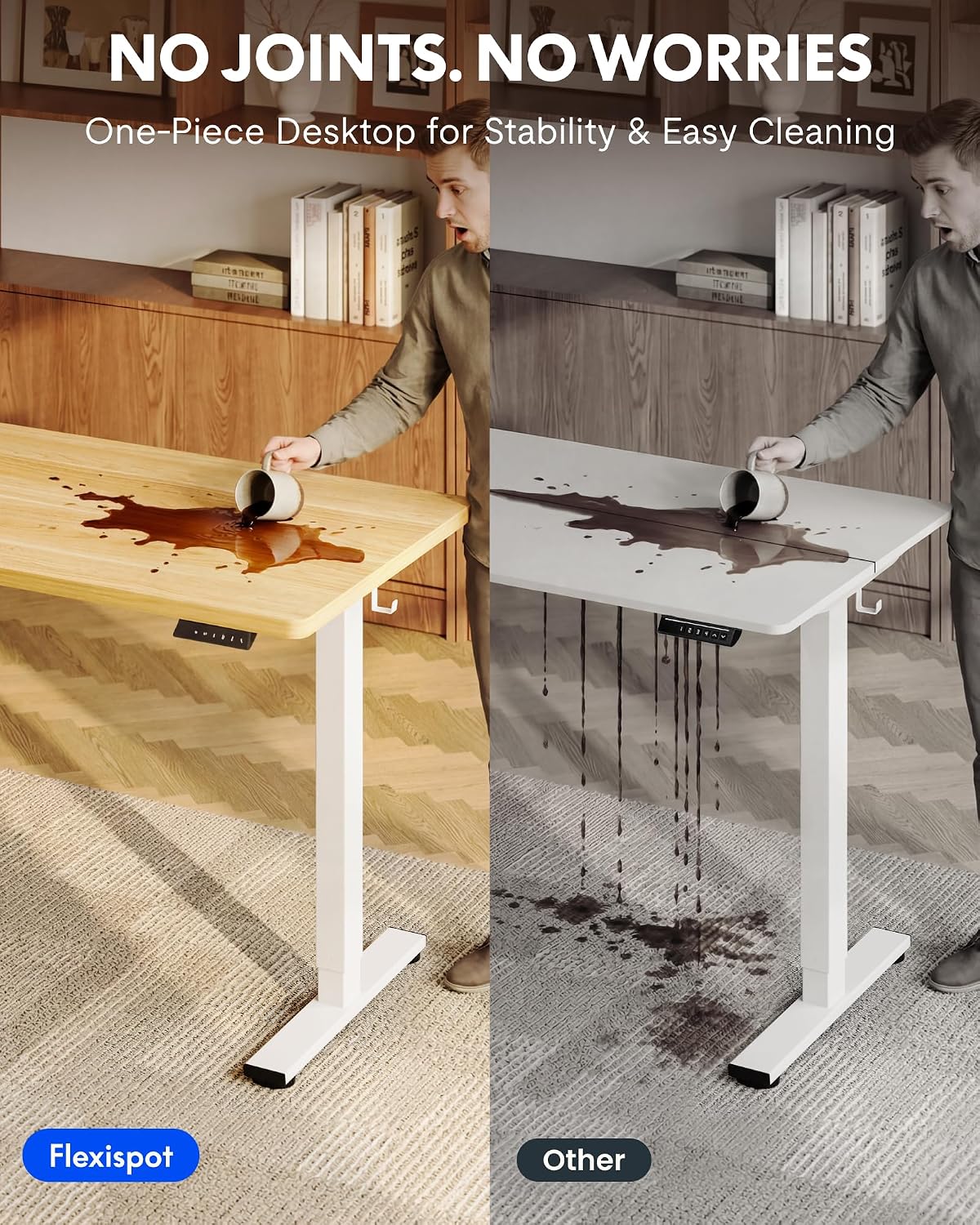 EN1 48"x24" One-Piece Standing Desk, White