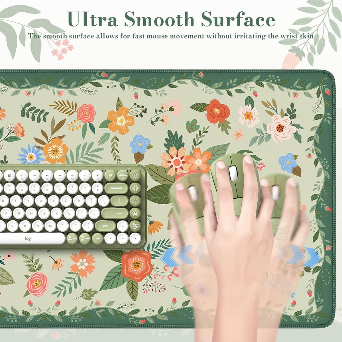 Desk Mat,Mouse Pad for Office Desk,35.4x15.7in,Pink Flowers
