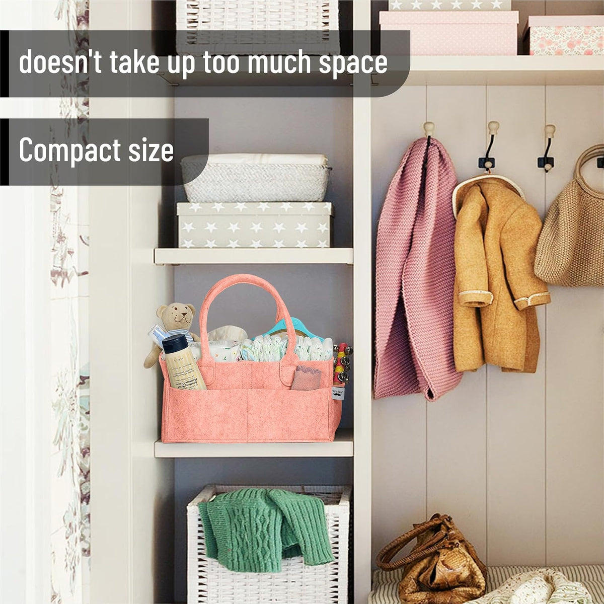 Baby Diaper Caddy Organizer, Gray, Medium