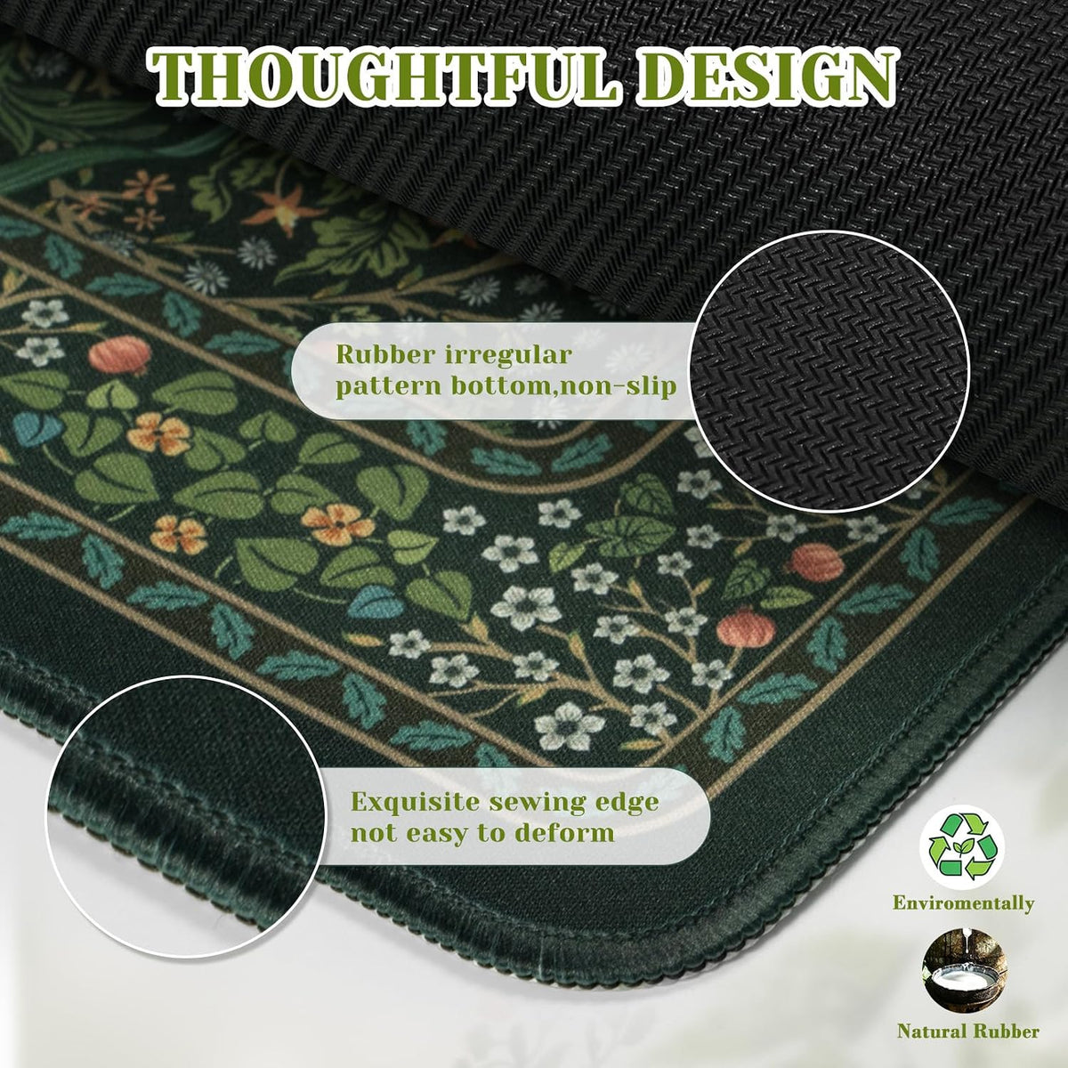 iCasso Desk Mat for Keyboard and Mouse, Large Mouse Pad, Desk Pad Mat, Anti-Slip Big Mousepad with Stitched Edges for Computer Desktop(Deep Green)