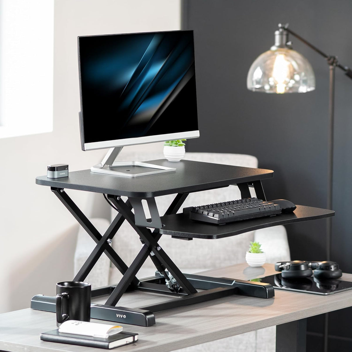 Black 32 in Standing Desk Converter, DESK-V000K