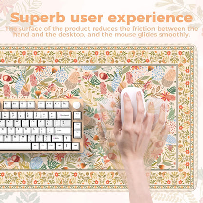 Desk Mat,Mouse Pad for Office Desk,35.4x15.7in,Pink Flowers