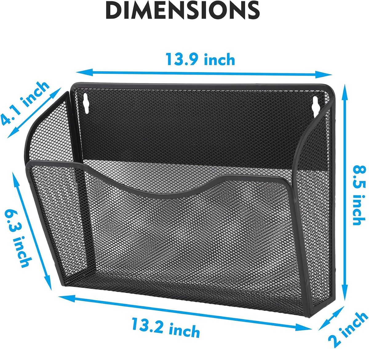 EASEPRES 3 Single Pocket Mesh Hanging File Organizer, Vertical Wall Mounted Magazine File Holder, Mount Basket Mail Paper Document Folder Organizing for Office, Home and School, Black