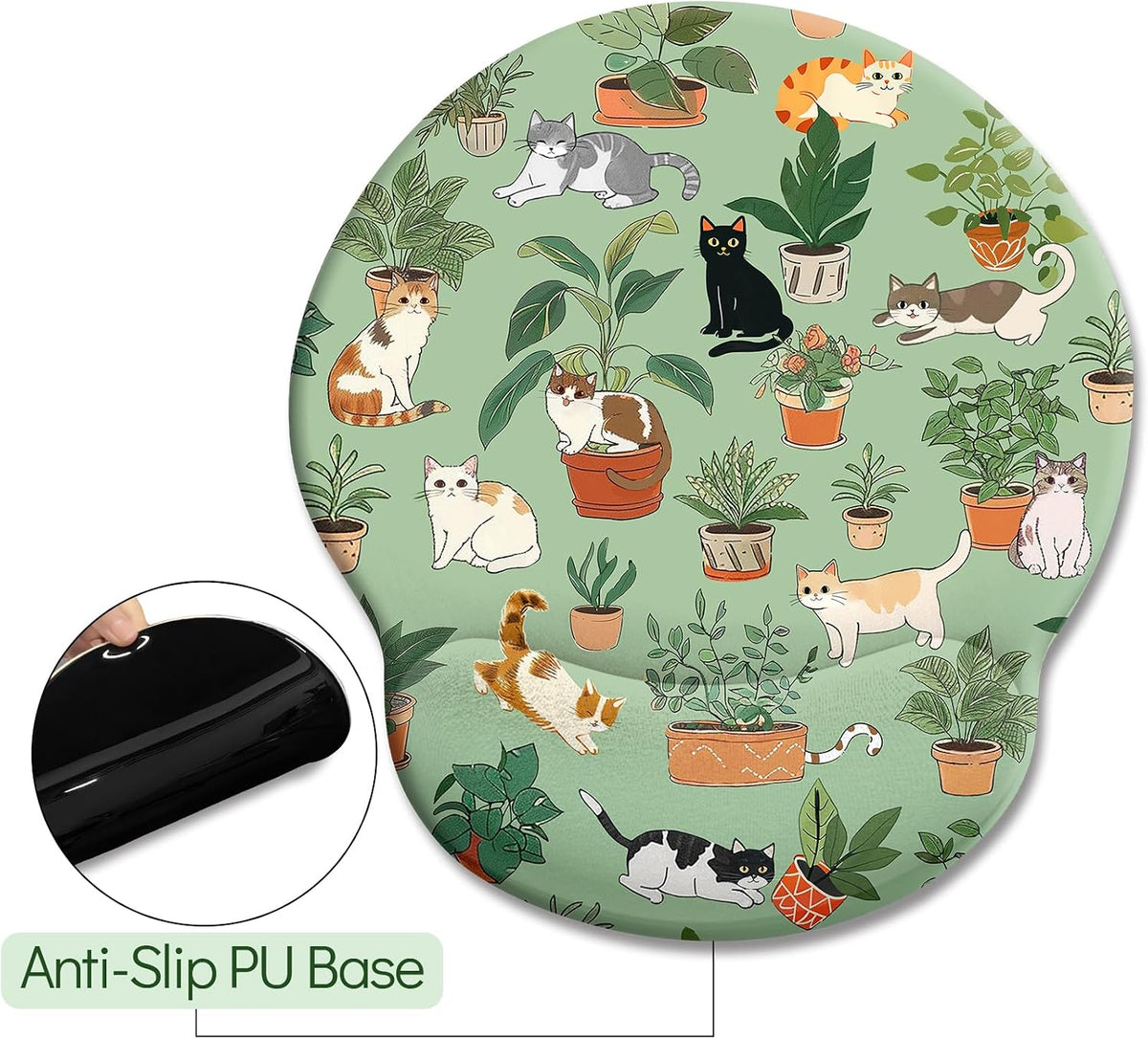 Funny Ergonomic Mouse Pad with Wrist Rest, Cat Desk Decor Gifts - Colors A