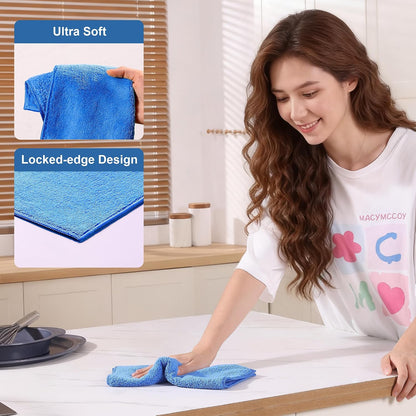 18 Pack Microfiber Cleaning Cloth, Kitchen Towels for Dish Drying Washing, Absorbent Streak Free Lint Free Rags for Cleaning, Reusable and Washable Towels - 10" x 10"