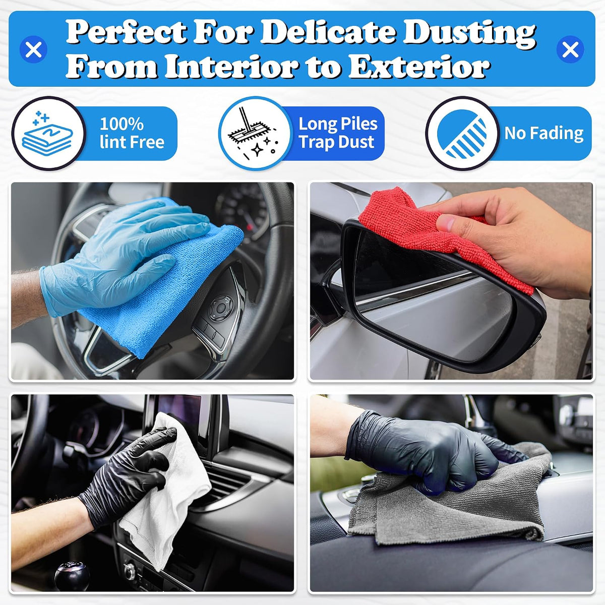 Shop Towels, Pack of 200, Grey Microfiber Cleaning Cloth Bulk, Microfiber Towels for Cars, All-Purpose Absorbent Cleaning Rags, Dust Cloth for Automotive, Mechanic, Garage, 11.5 x 11.5 inch